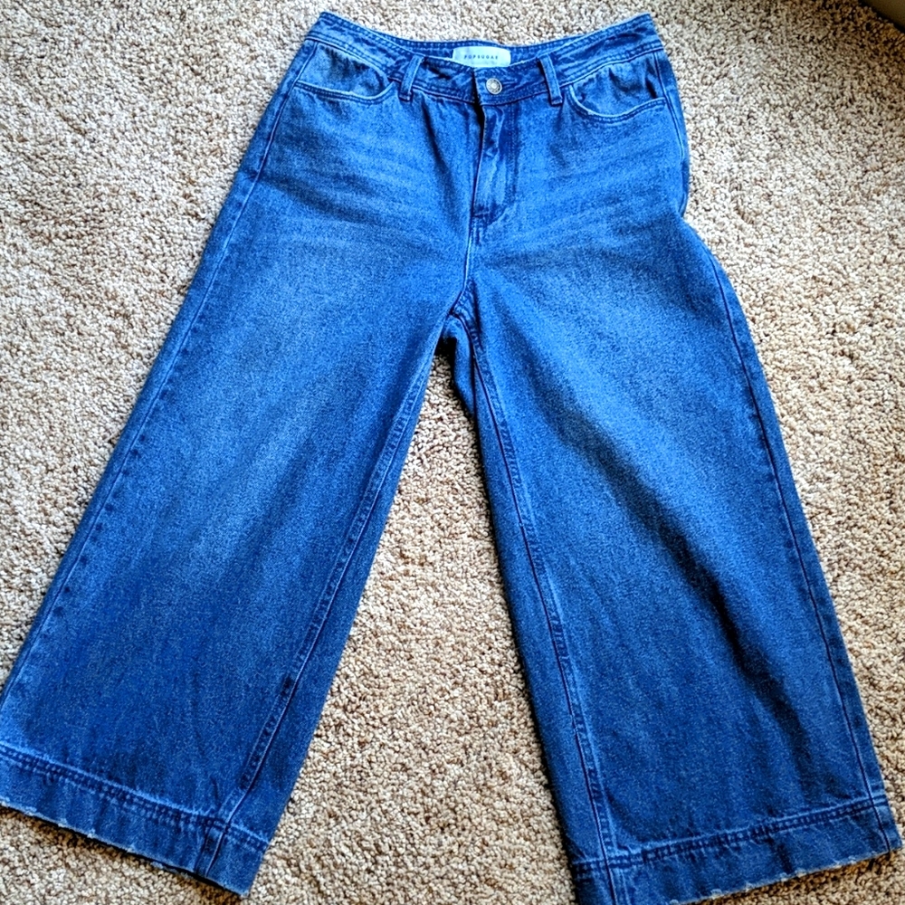 High waisted cropped wide leg